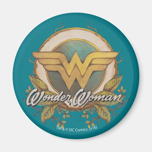 Aimant Wonder Woman Foliage Sketch Logo (Devant)