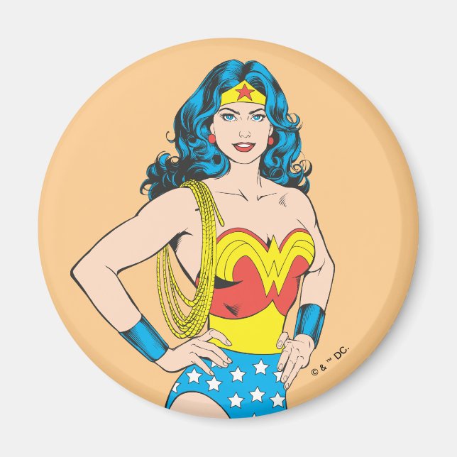 Aimant Wonder Woman | Pose Vintage avec Lasso (Devant)