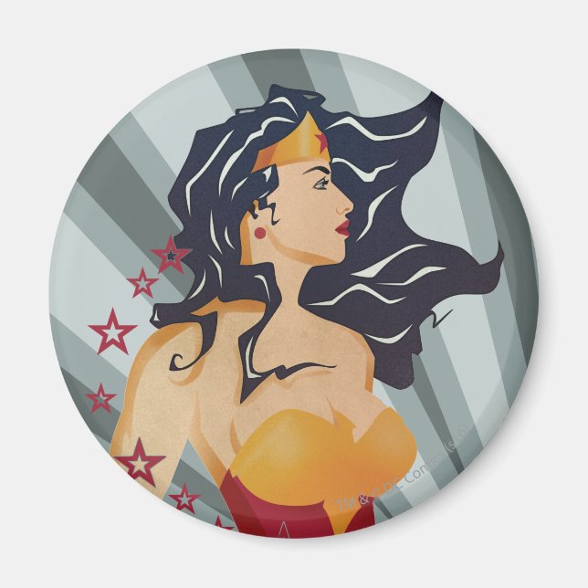 Aimant Wonder Woman Profil rétrospectif Sunburst (Devant)