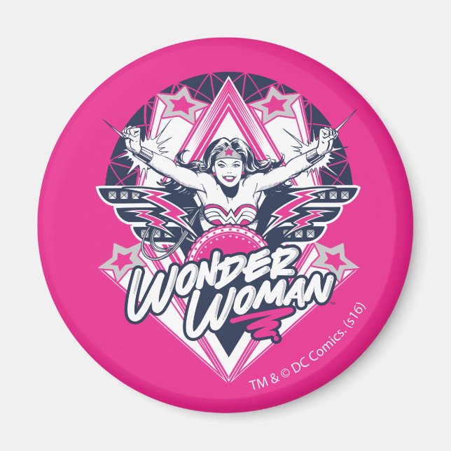 Aimant Wonder Woman Retro Glam Rock Graphic (Devant)