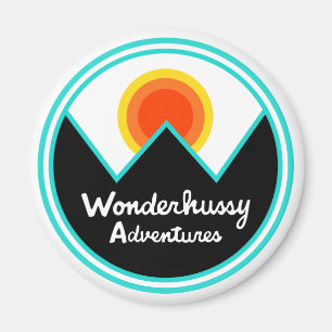 Aimant Wonderhussy Adventures Round Retro Sunset