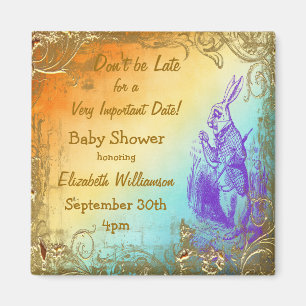 Aimant Wonderland Rabbit Enregistrer le Baby shower Date