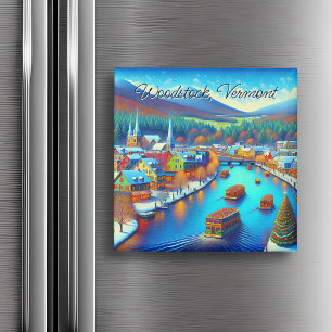 Aimant Woodstock, Vermont à l'heure de Noël