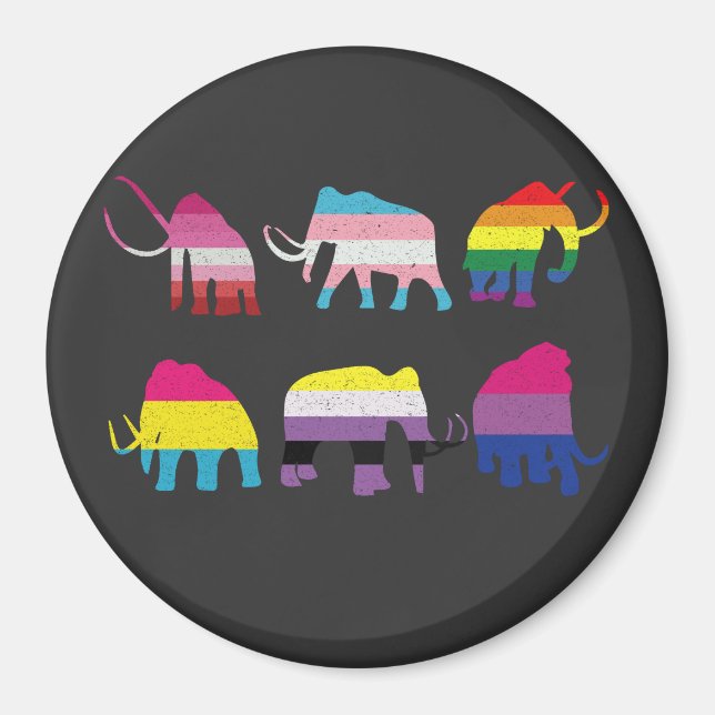 Aimant Wooly Mammoth LGBT Gay pride Mois Trans (Devant)