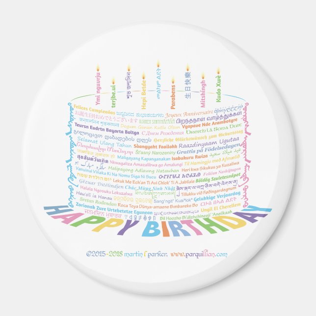 Aimant Wor(l)d Anniversaire de gâteau (Devant)