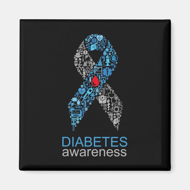 Aimant World Diabetes Day Diabetes Awareness Ribbon  (Devant)
