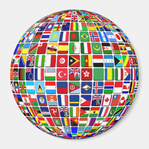 Aimant World Flags Globe, International,