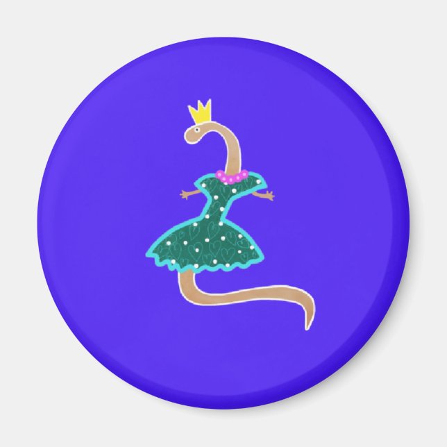 Aimant Worm dans une robe verte et une couronne (Devant)