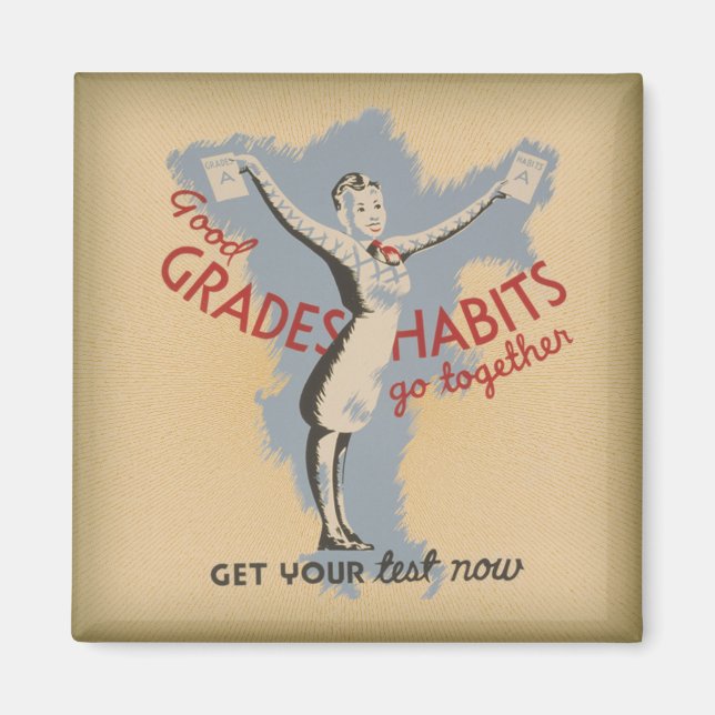 Aimant WPA Bonne Grades & Habitudes aller ensemble (Devant)