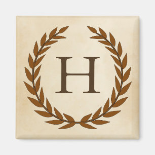 Aimant Wreath Laurel sur le monogramme de parchemin H ini
