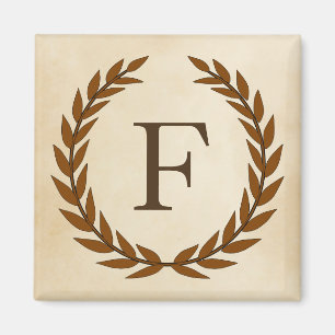 Aimant Wreath Laurel sur le monogramme initial F