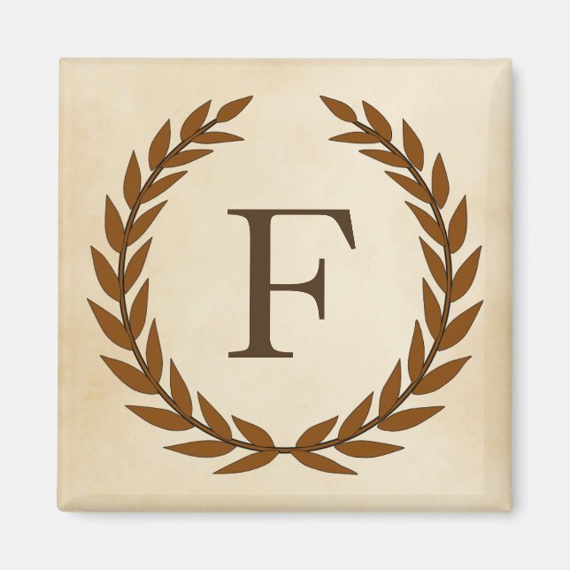 Aimant Wreath Laurel sur le monogramme initial F (Devant)