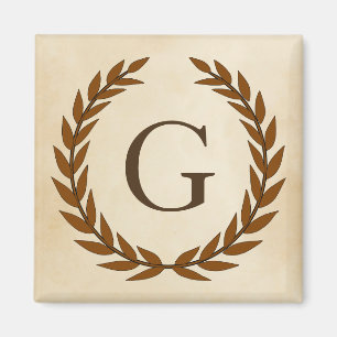 Aimant Wreath Laurel sur le monogramme initial G