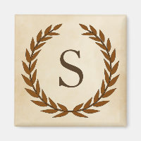 Wreath Laurel sur le parchemin Monogramme initial
