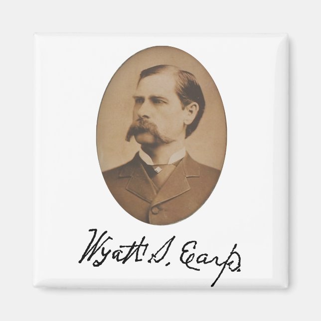 Aimant Wyatt Earp Portrait et signature (Devant)