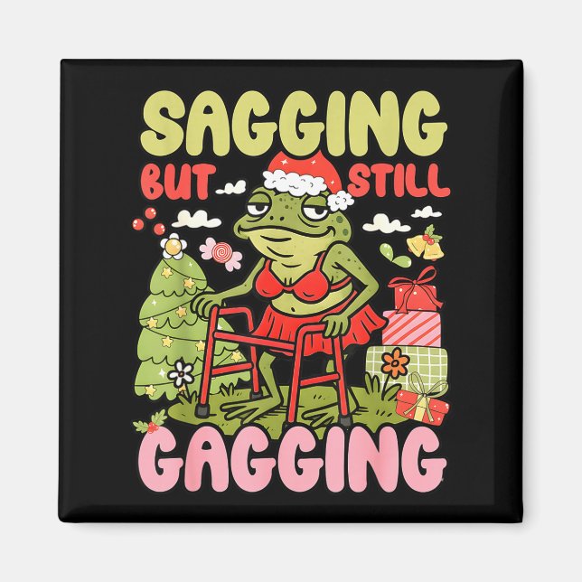 Aimant Xmas Drôle de Grenouille Meme Noël qui tombe Mais  (Devant)