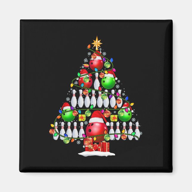 Aimant Xmas Tree Bowling Xmas Lights Père Noël Bowling Ll (Devant)