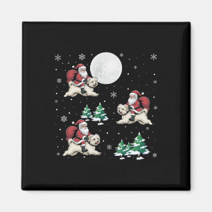 Aimant Xmas Tree Père Noël équitation chien maltais drôle