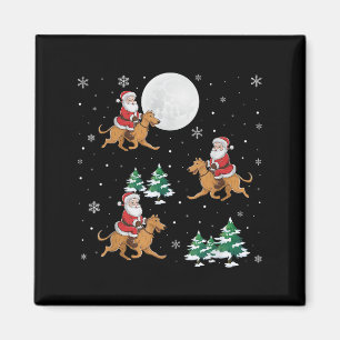 Aimant Xmas Tree Père Noël équitation Irlandais Wolfhound
