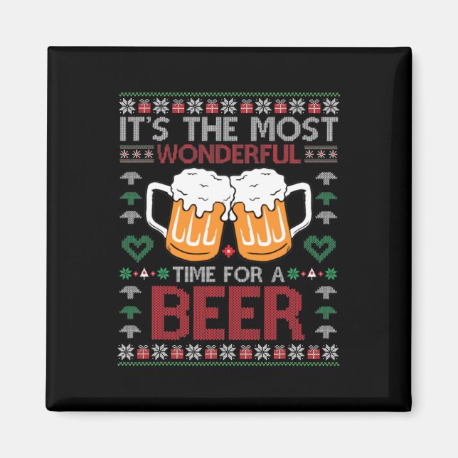 Aimant Xmas Wonderful Time For A Beer Ugly Christmas S  (Devant)