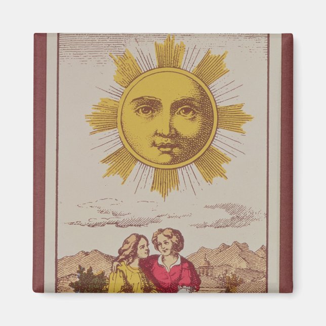 Aimant XVIIII Le Soleil, carte tarot française du Soleil (Devant)