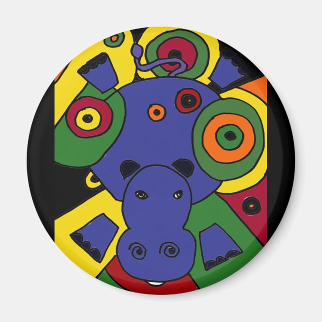 Aimant XX- Hippo Art Abstrait (Devant)