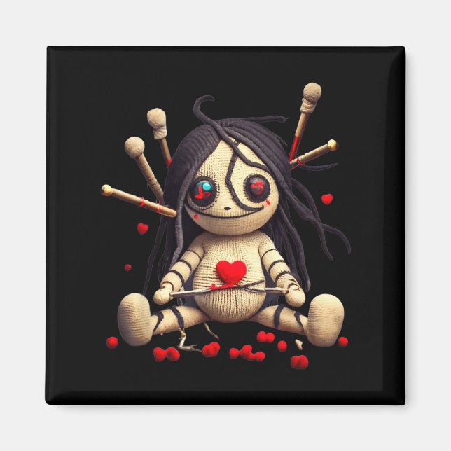 Aimant Y Cute Sitting Voodoo Doll Halloween Valentine Day (Devant)