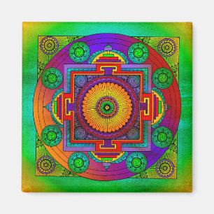 Aimant YANTRA - Grande roue - violet vert