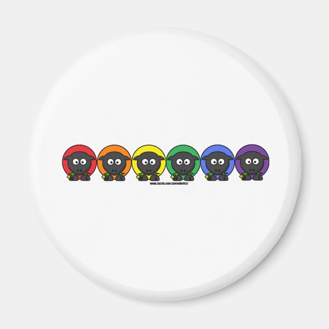 Aimant Yarnoholics Anonyme Fluffy Rainbow Sheep (Devant)