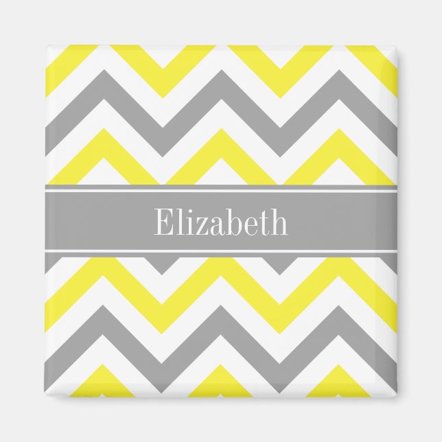 Aimant Yellow Dk Gray White LG Chevron Gray Nom Monogram (Devant)