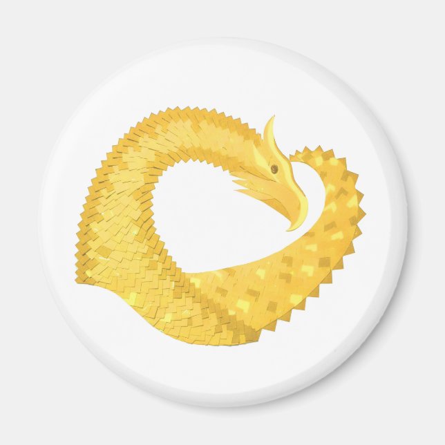 Aimant Yellow heart dragon on white (Devant)