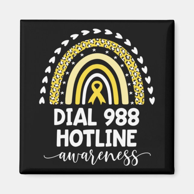 Aimant Yellow Rainbow Ribbon Love Suprt 988 Hotline Awa  (Devant)