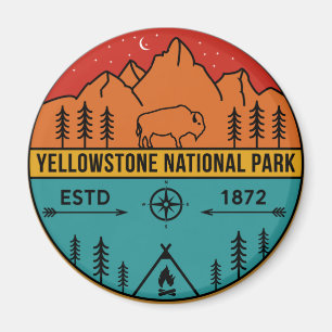 Aimant Yellowstone National Park Retro Wyoming USA Bison