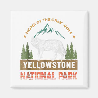 Aimant Yellowstone National Park T-Shirt Wolf Hommes Vint