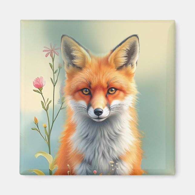 Aimant Yeux frappants d'un renard roux rusé   (Devant)