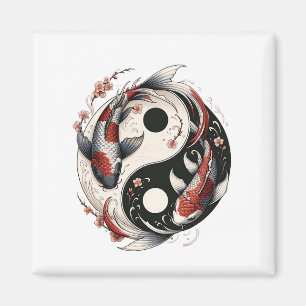 Aimant Yin et Yang Poisson Koi Japonais