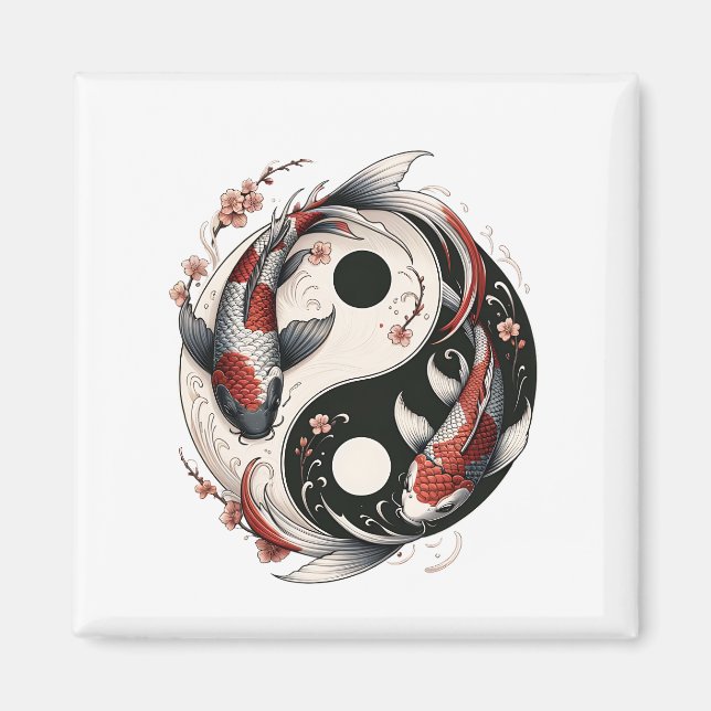 Aimant Yin et Yang Poisson Koi Japonais (Devant)