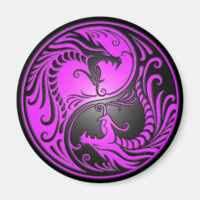 Aimant Yin Yang Dragons, purple and black (Devant)