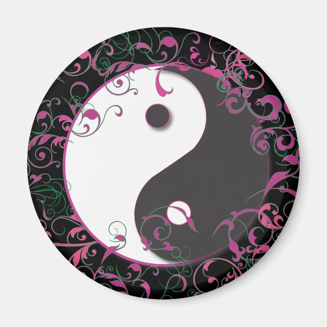 Aimant Yin & Yang Floral Design (Devant)