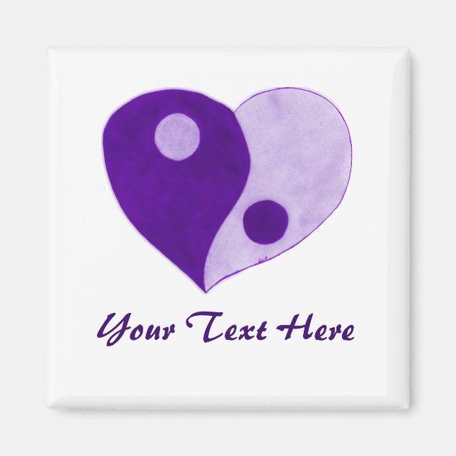 Aimant Yin Yang Heart (Violet/Lilac) (Devant)