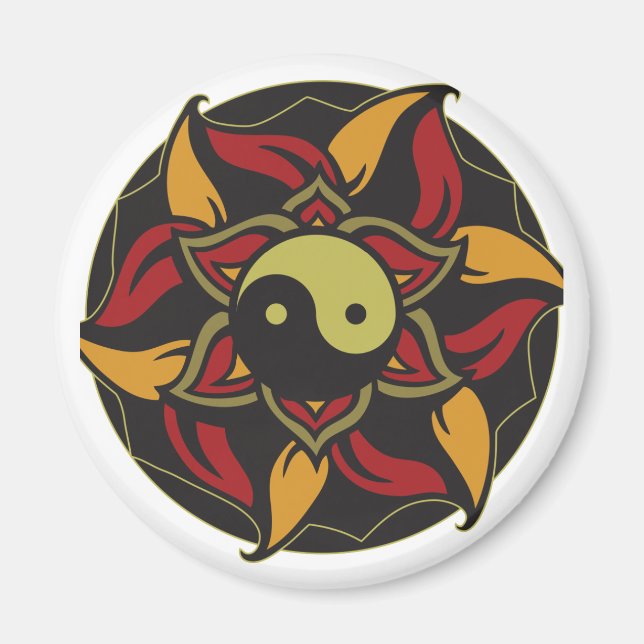 Aimant Yin Yang Lotus en floraison (Devant)