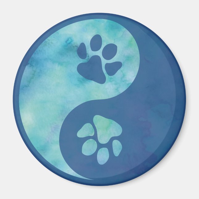 Aimant Yin Yang Paw Blue (Devant)