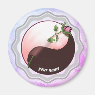 Aimant yin yang Rose Rouge
