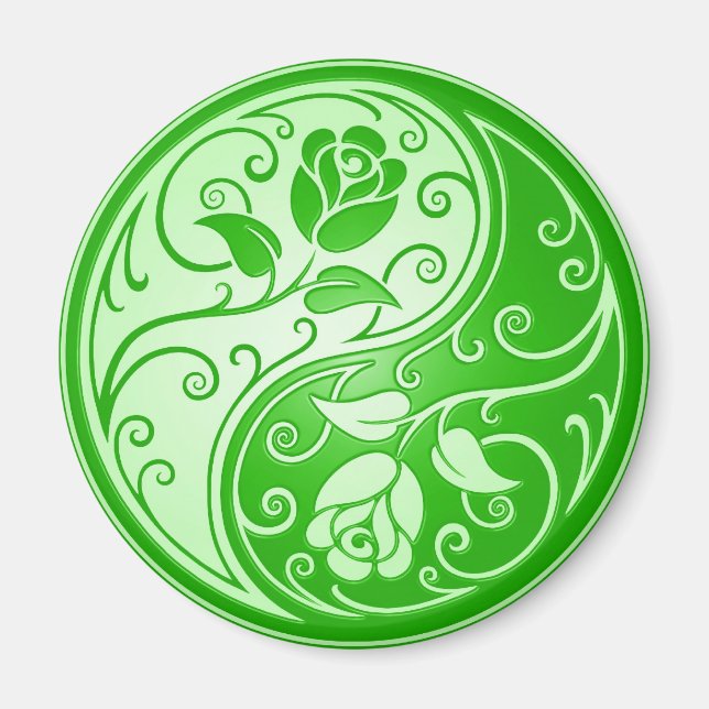 Aimant Yin Yang Roses, vert (Devant)
