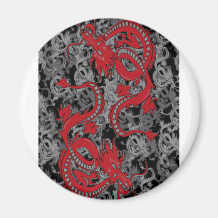 Aimant Ying Yang Dragon oin rouge - Nouvel An chinois