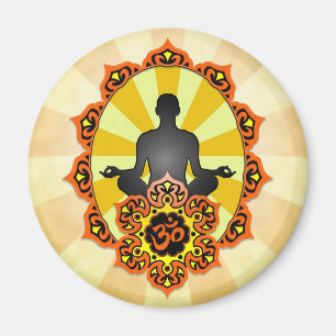 Aimant Yoga Aum de méditation, orange et jaune