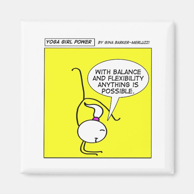 Aimant Yoga Girl Power "Équilibre et flexible" (Devant)