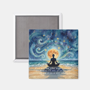 Aimant Yoga Méditation Ciel Nocturne Étoilé Lune Plage Oc