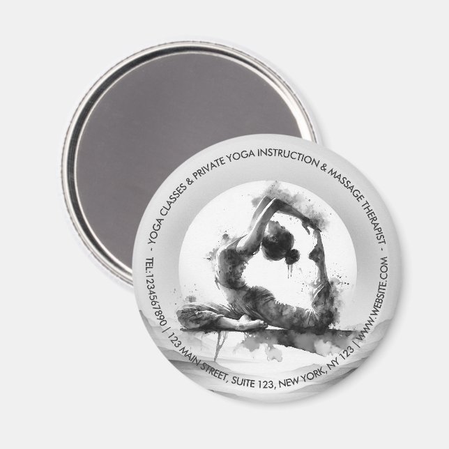 Aimant Yoga Reiki à une jambe King Pigeon Pose Aquarelle (Recto/Verso)