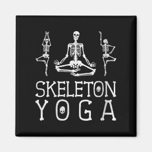 Aimant Yoga squelette drôle pour femmes, Halloween col en